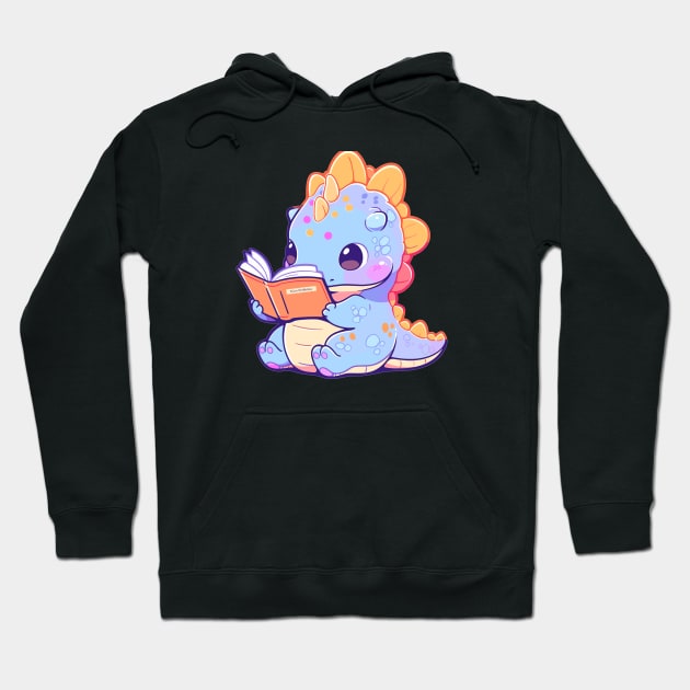 Cute Bookish Dino Hoodie by Retroprints